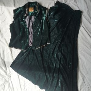 Double D Ranch dark green velvet vest & skirt set